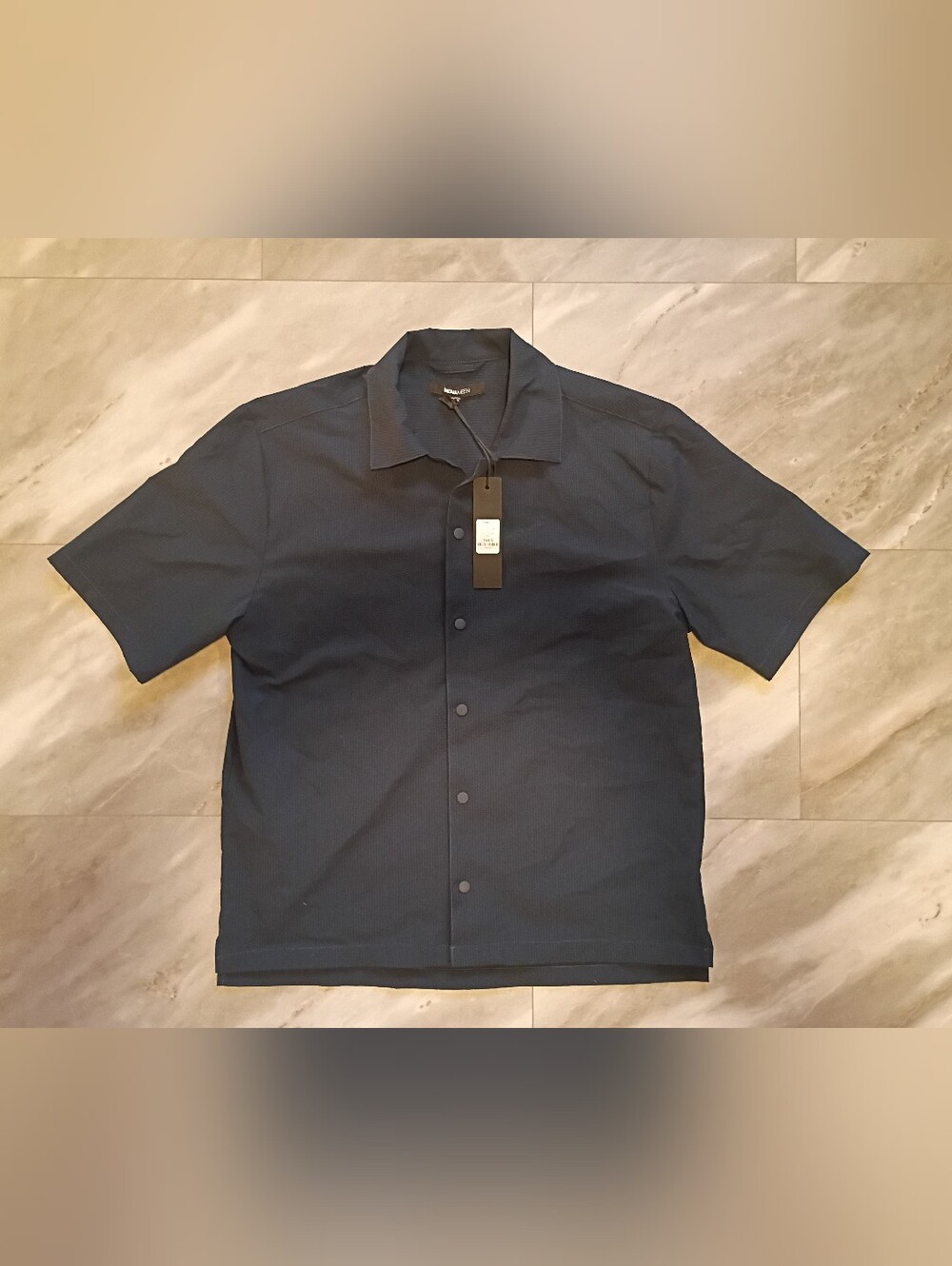 NOVA Men, Navy Textured Button-Up Shirt